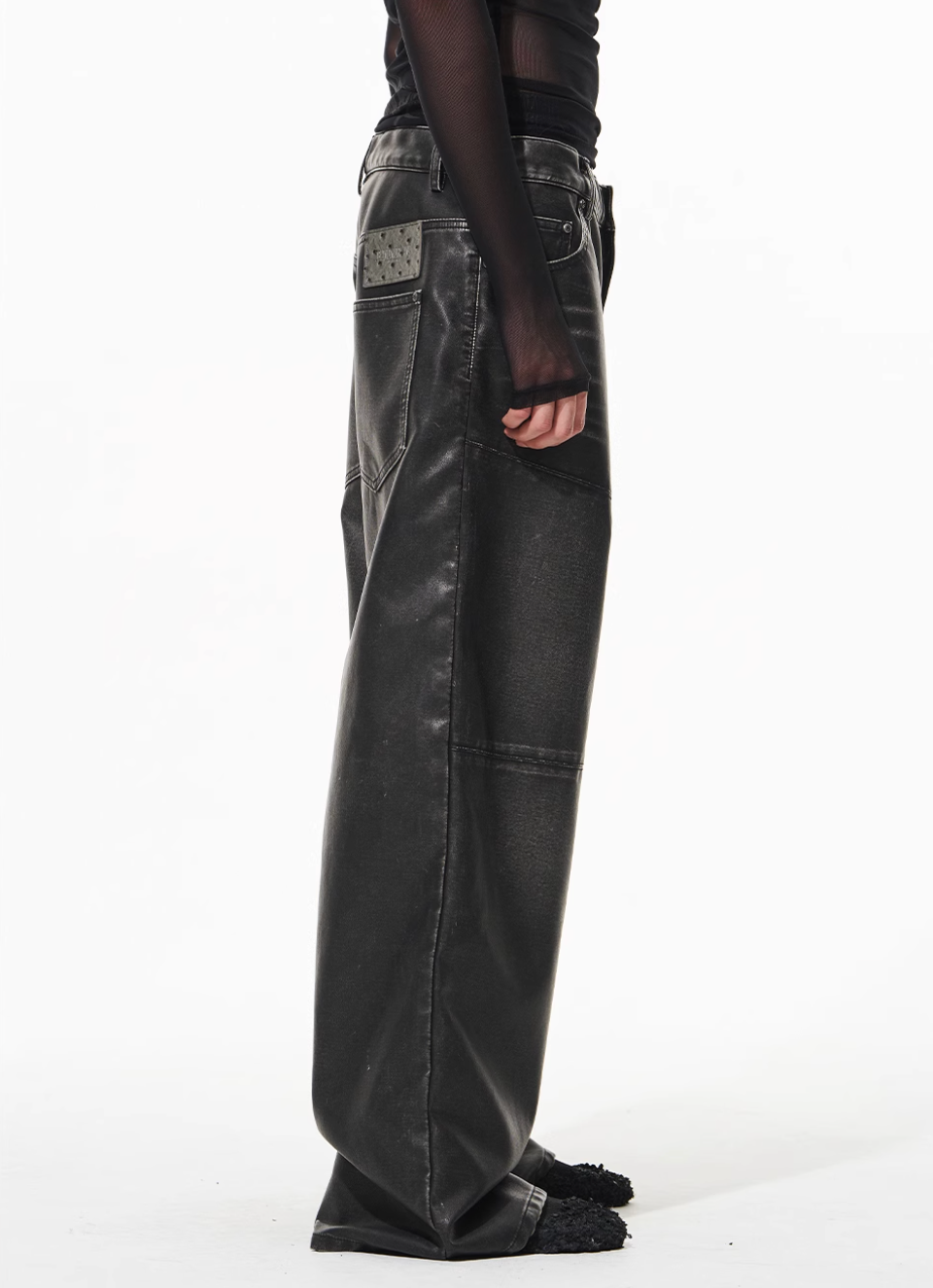 BLIND NO PLAN Hand-Whiskered Baggy Leather Pants | Face 3 Face