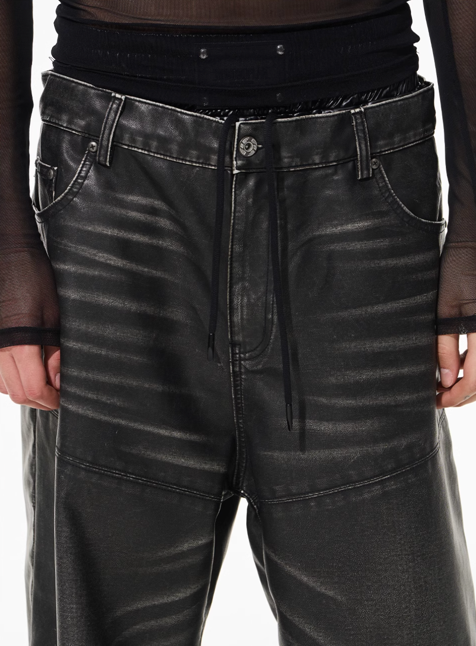 BLIND NO PLAN Hand-Whiskered Baggy Leather Pants | Face 3 Face
