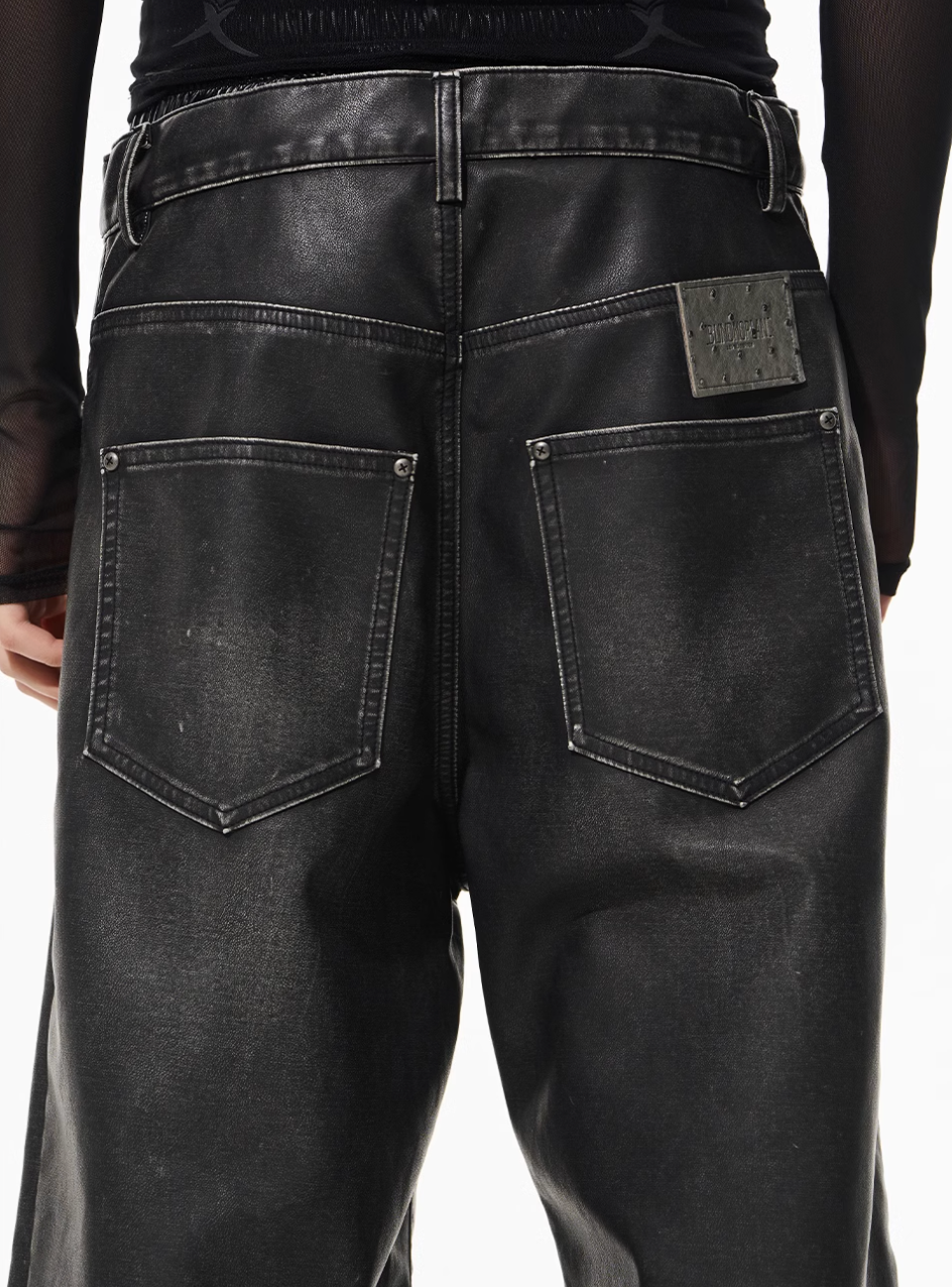 BLIND NO PLAN Hand-Whiskered Baggy Leather Pants | Face 3 Face