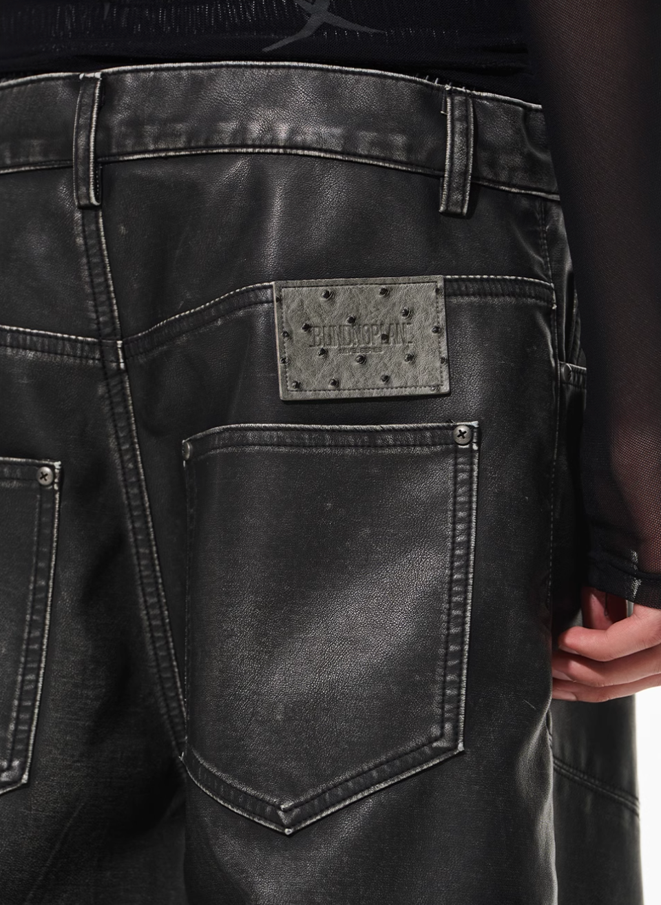 BLIND NO PLAN Hand-Whiskered Baggy Leather Pants | Face 3 Face