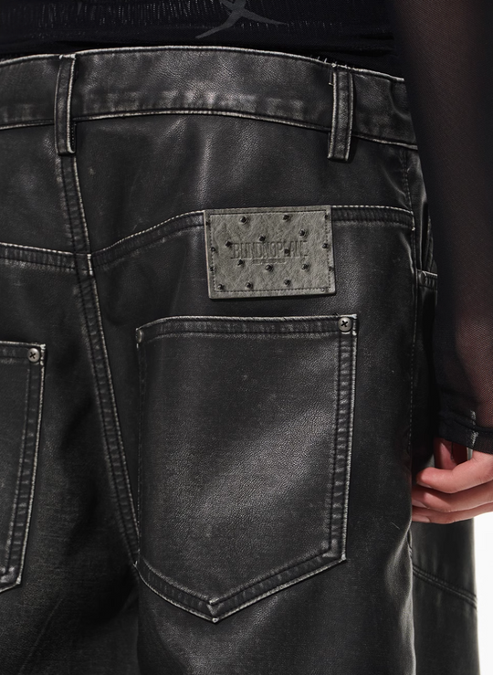 BLIND NO PLAN Hand-Whiskered Baggy Leather Pants | Face 3 Face