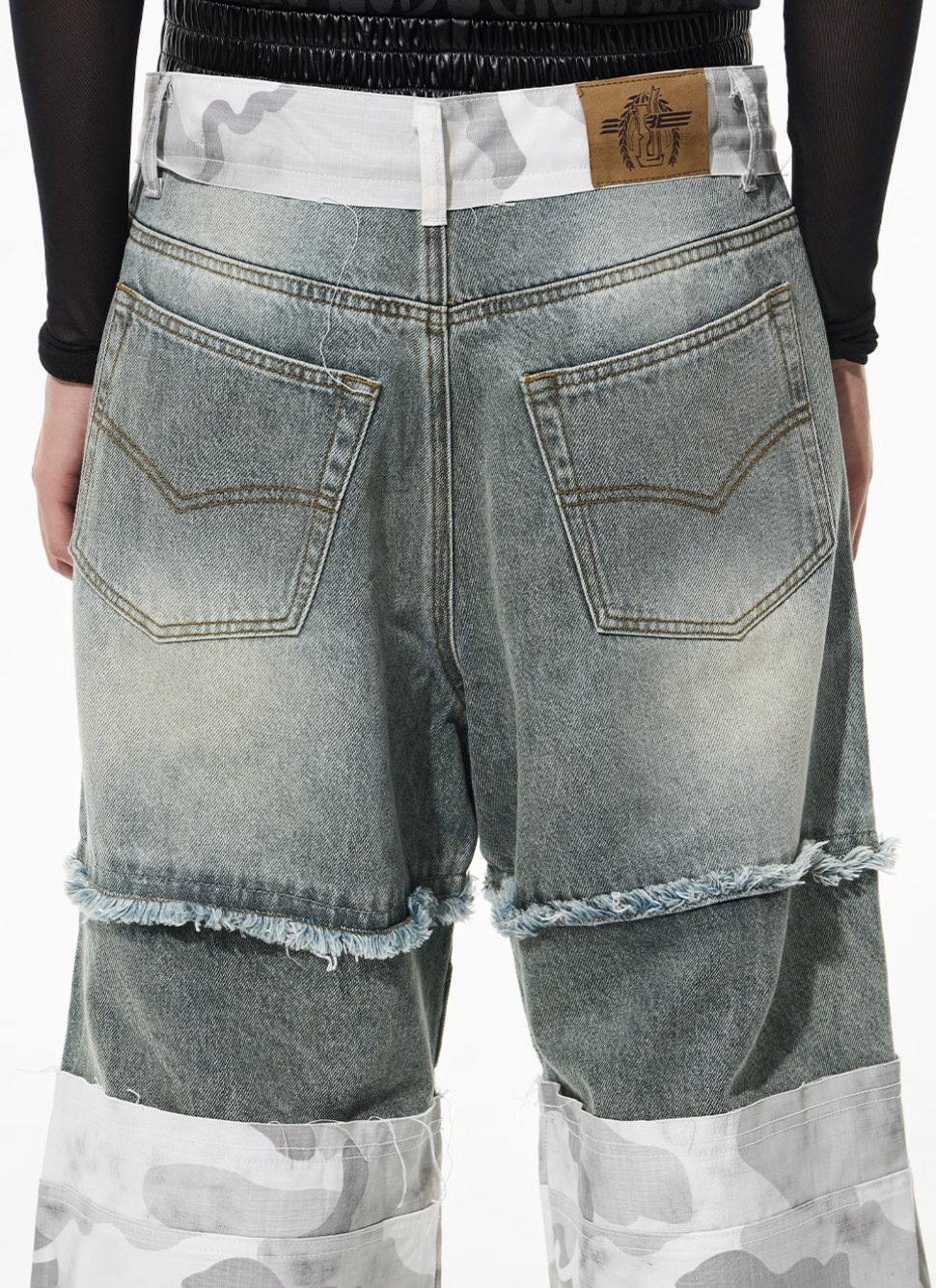 BLIND NO PLAN Camouflage Denim Patchwork Baggy Jeans | Face 3 Face