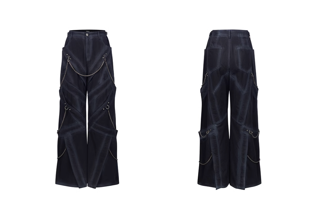 Streetwear baggy pants | Chain Washed Work Patchwork Baggy Pants | Face 3 Face
