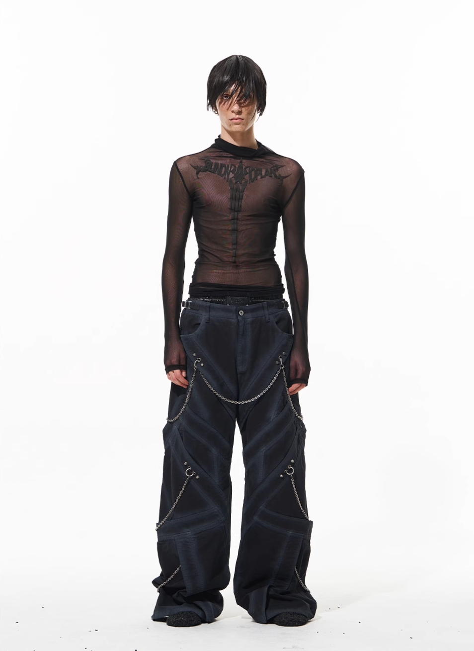 Streetwear baggy pants | Chain Washed Work Patchwork Baggy Pants | Face 3 Face