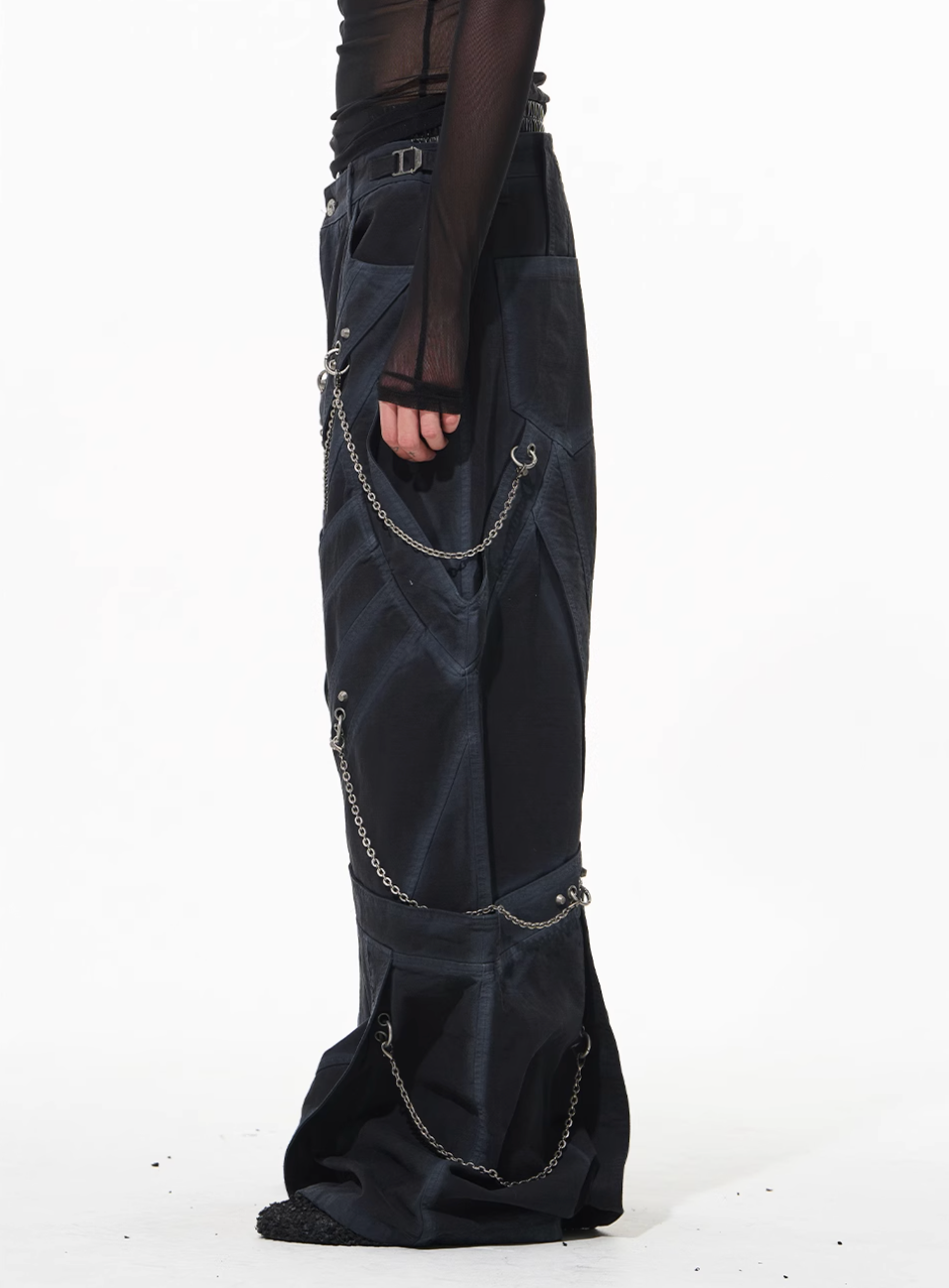 Streetwear baggy pants | Chain Washed Work Patchwork Baggy Pants | Face 3 Face