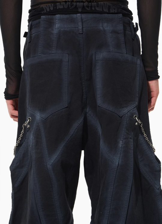 Streetwear baggy pants | Chain Washed Work Patchwork Baggy Pants | Face 3 Face