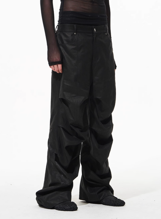 Streetwear baggy pants | Relaxed Draped Pleated Work Pants | Face 3 Face