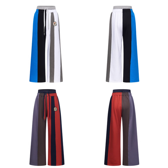 Double-Waist Color-Blocked Patchwork Sweatpants | Face 3 Face