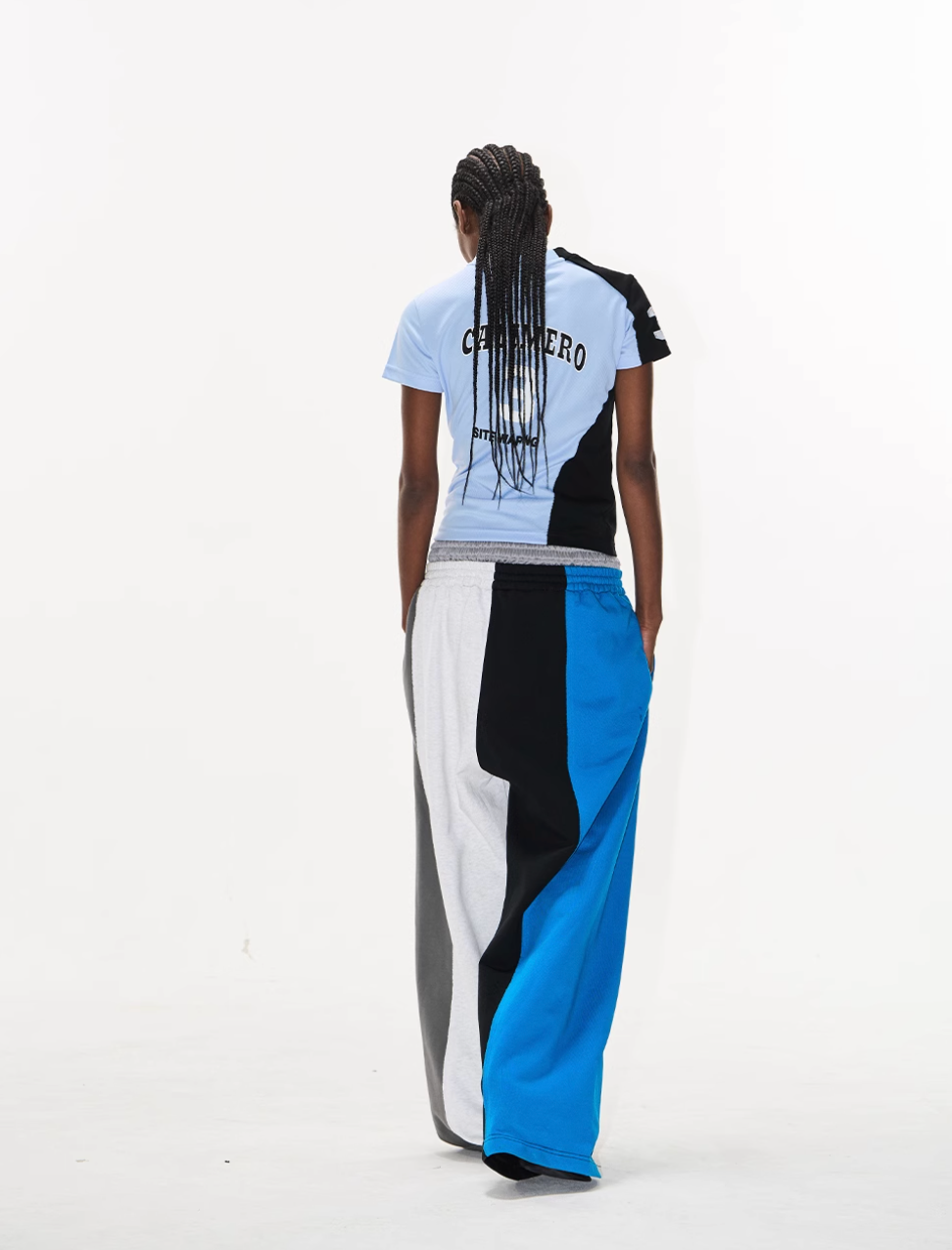 Double-Waist Color-Blocked Patchwork Sweatpants | Face 3 Face
