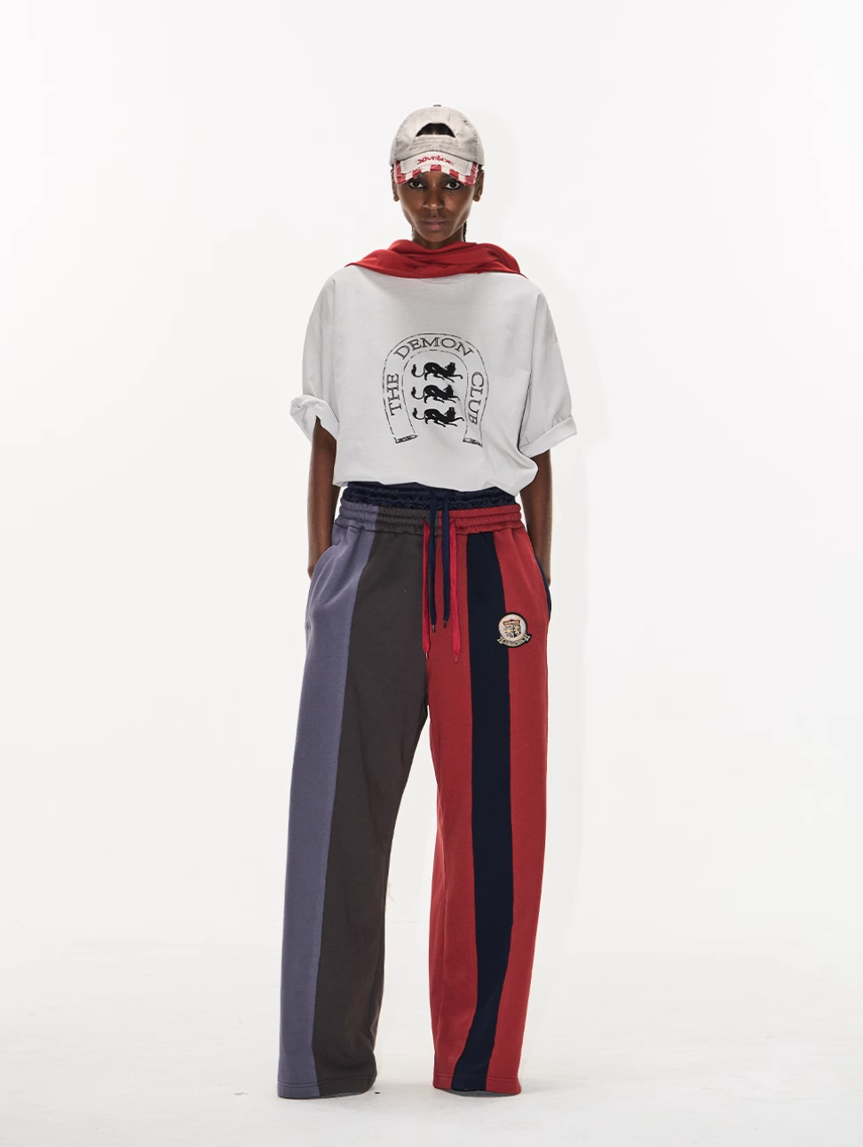 Double-Waist Color-Blocked Patchwork Sweatpants | Face 3 Face