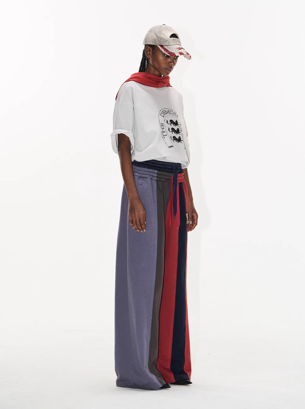 Double-Waist Color-Blocked Patchwork Sweatpants | Face 3 Face