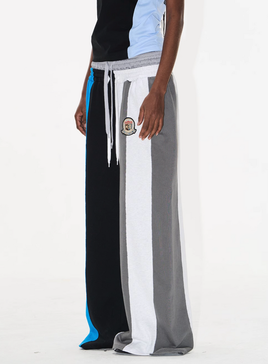 Double-Waist Color-Blocked Patchwork Sweatpants | Face 3 Face