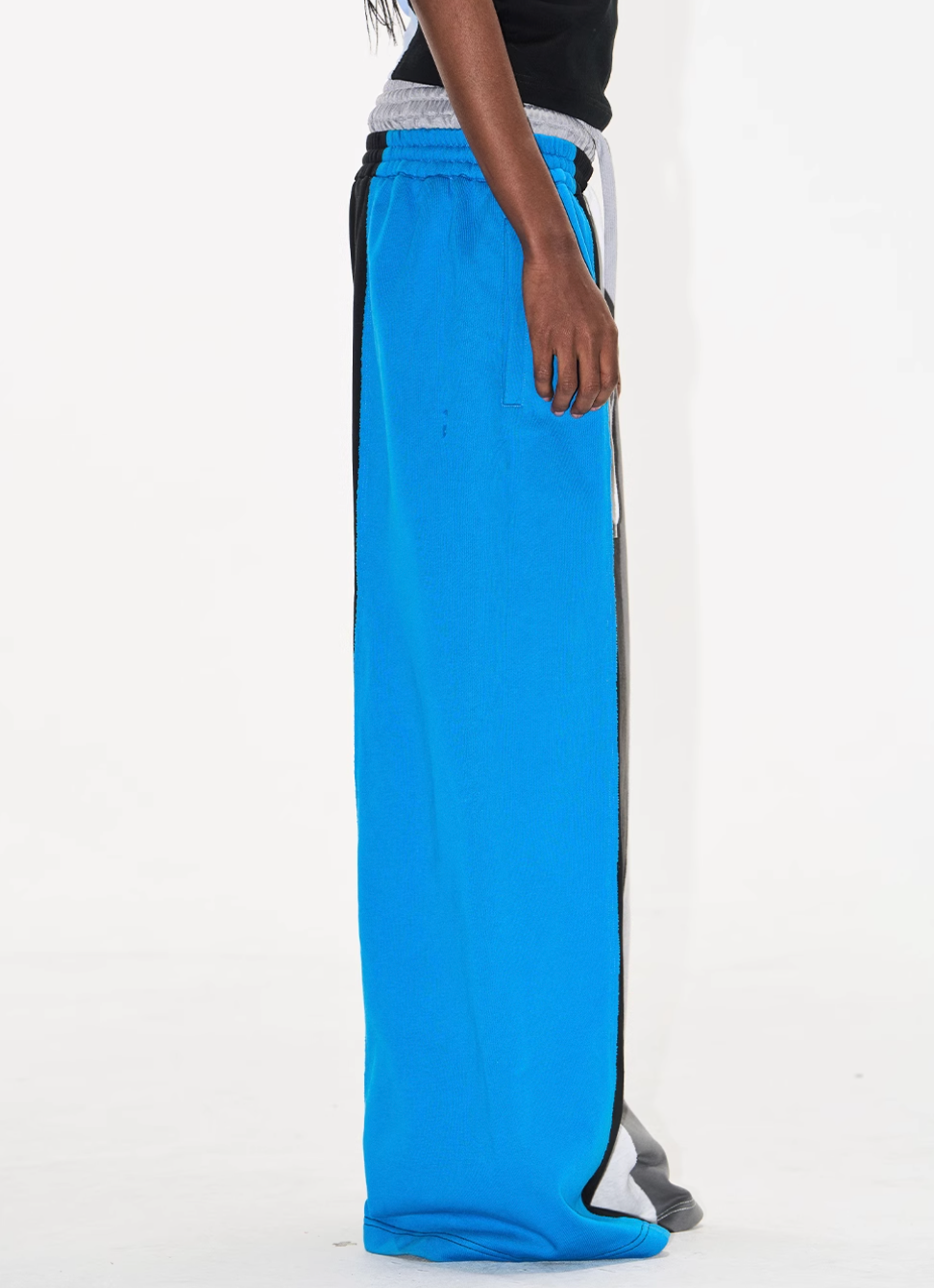 Double-Waist Color-Blocked Patchwork Sweatpants | Face 3 Face