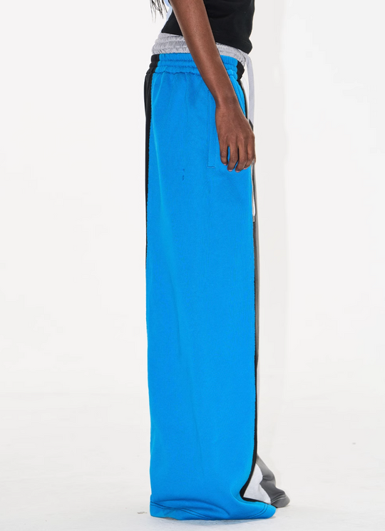 Double-Waist Color-Blocked Patchwork Sweatpants | Face 3 Face