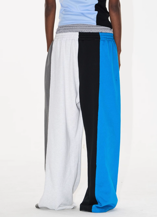 Double-Waist Color-Blocked Patchwork Sweatpants | Face 3 Face