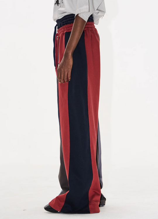 Double-Waist Color-Blocked Patchwork Sweatpants | Face 3 Face