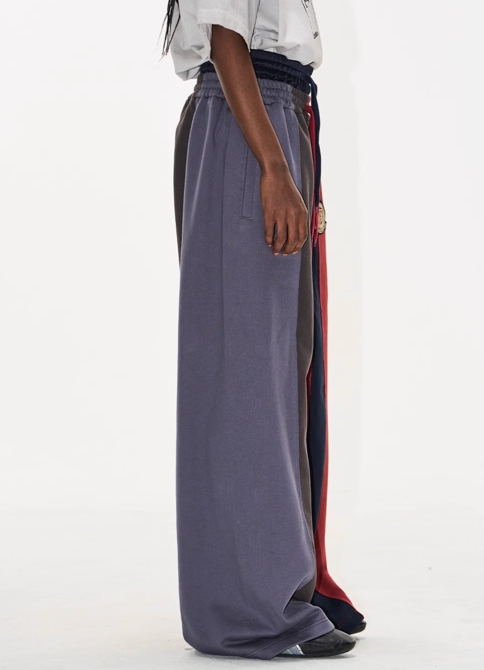 Double-Waist Color-Blocked Patchwork Sweatpants | Face 3 Face