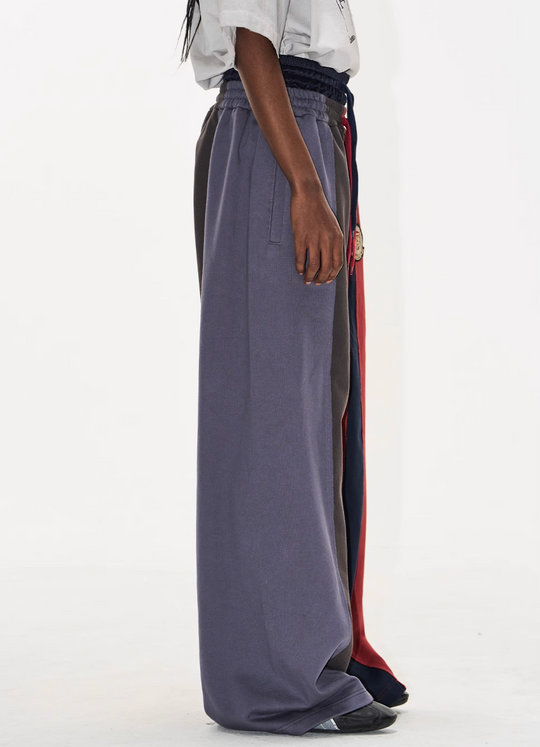 Double-Waist Color-Blocked Patchwork Sweatpants | Face 3 Face