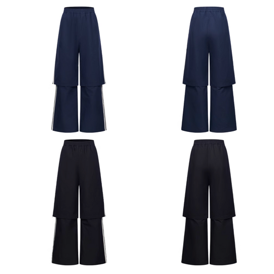 BLIND NO PLAN Double-Layer Color-Blocking Patchwork Sports Pants | Face 3 Face