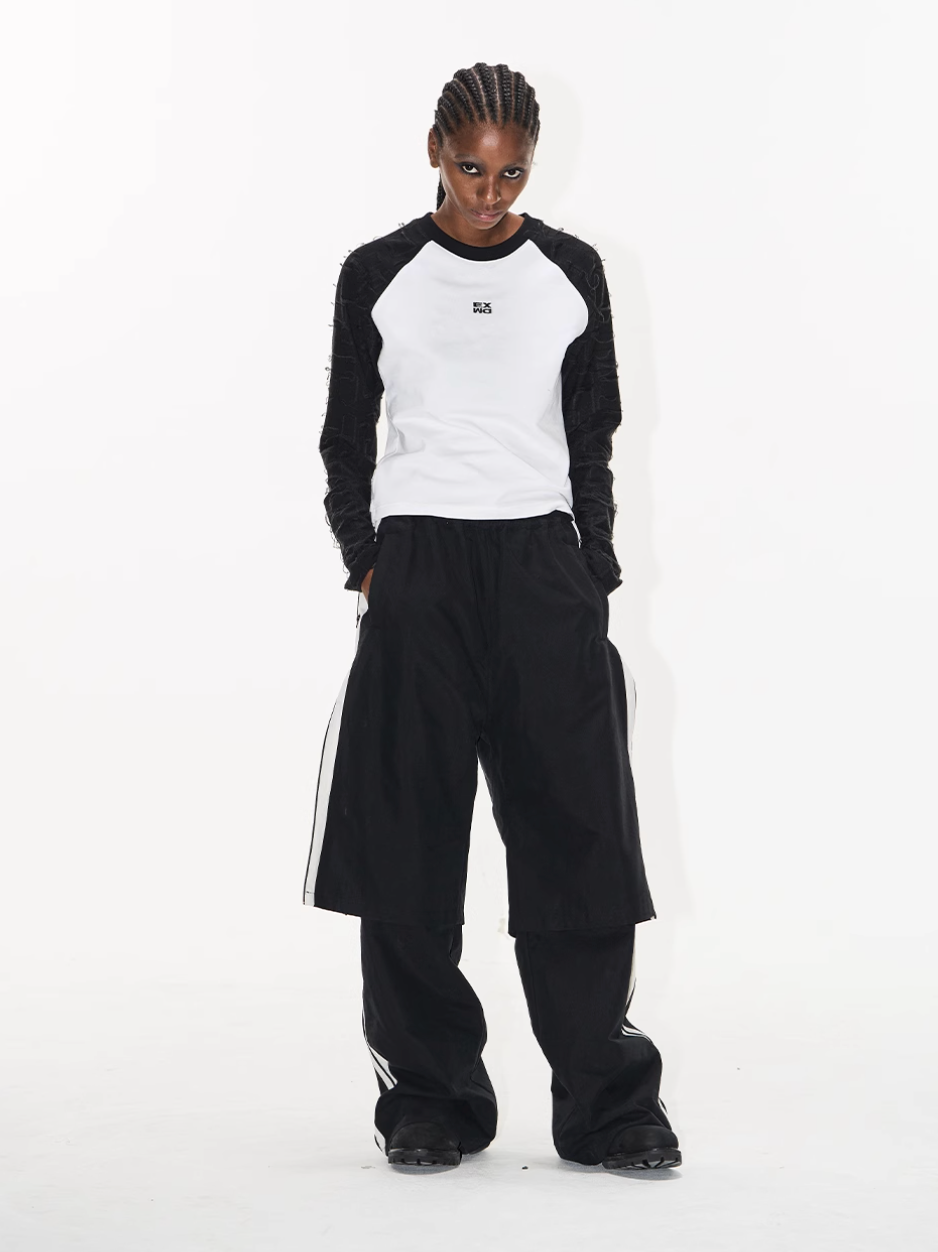 BLIND NO PLAN Double-Layer Color-Blocking Patchwork Sports Pants | Face 3 Face