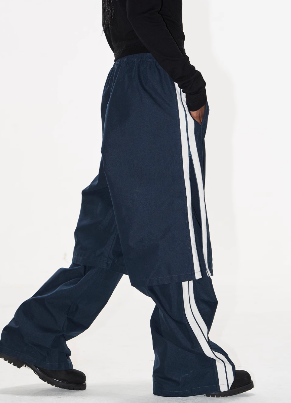 BLIND NO PLAN Double-Layer Color-Blocking Patchwork Sports Pants | Face 3 Face