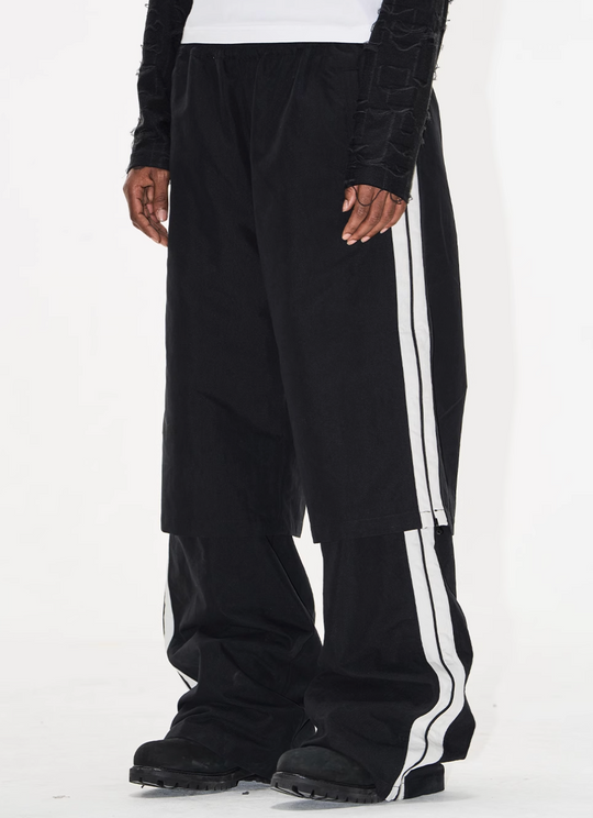 BLIND NO PLAN Double-Layer Color-Blocking Patchwork Sports Pants | Face 3 Face