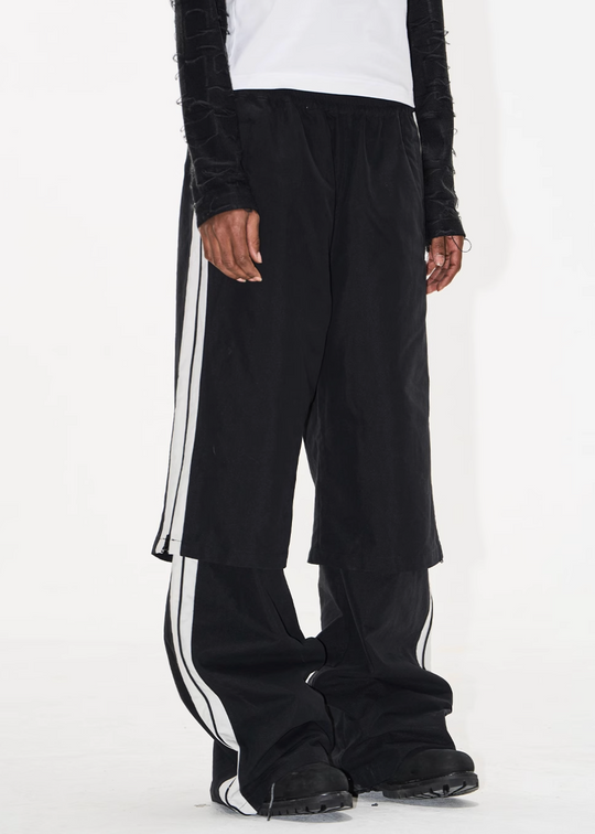 BLIND NO PLAN Double-Layer Color-Blocking Patchwork Sports Pants | Face 3 Face