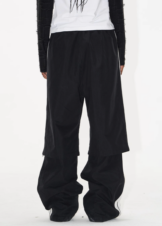 BLIND NO PLAN Double-Layer Color-Blocking Patchwork Sports Pants | Face 3 Face