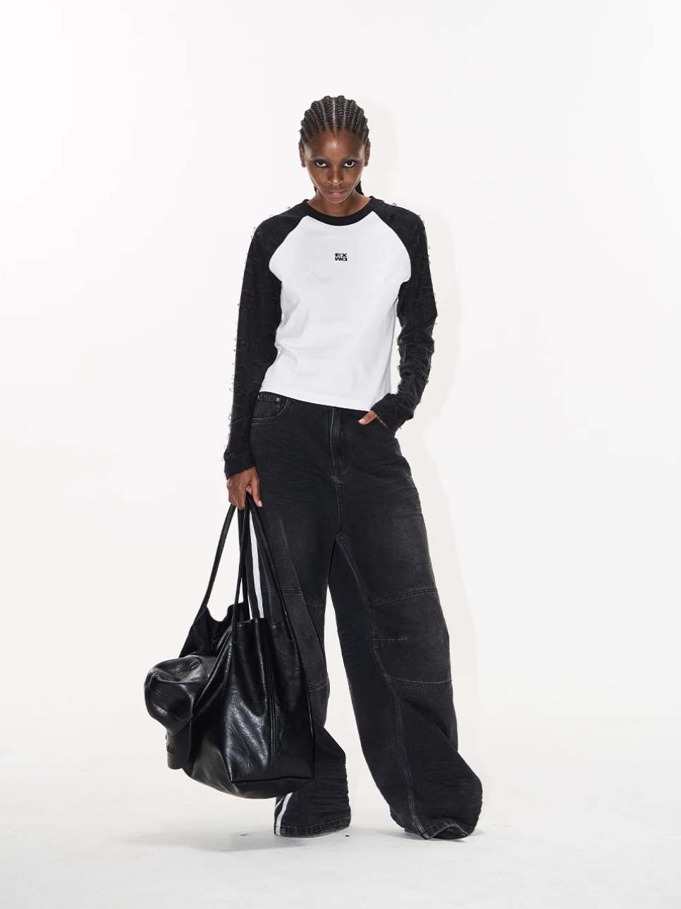 BLIND NO PLAN Washed Distressed Color-Blocked Striped Baggy Jeans | Face 3 Face