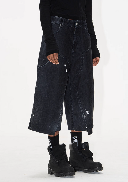 BLIND NO PLAN Washed Inked Flocked Denim Baggy Shorts | Face 3 Face