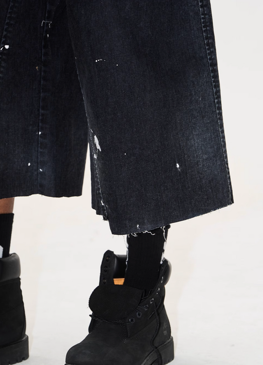 BLIND NO PLAN Washed Inked Flocked Denim Baggy Shorts | Face 3 Face