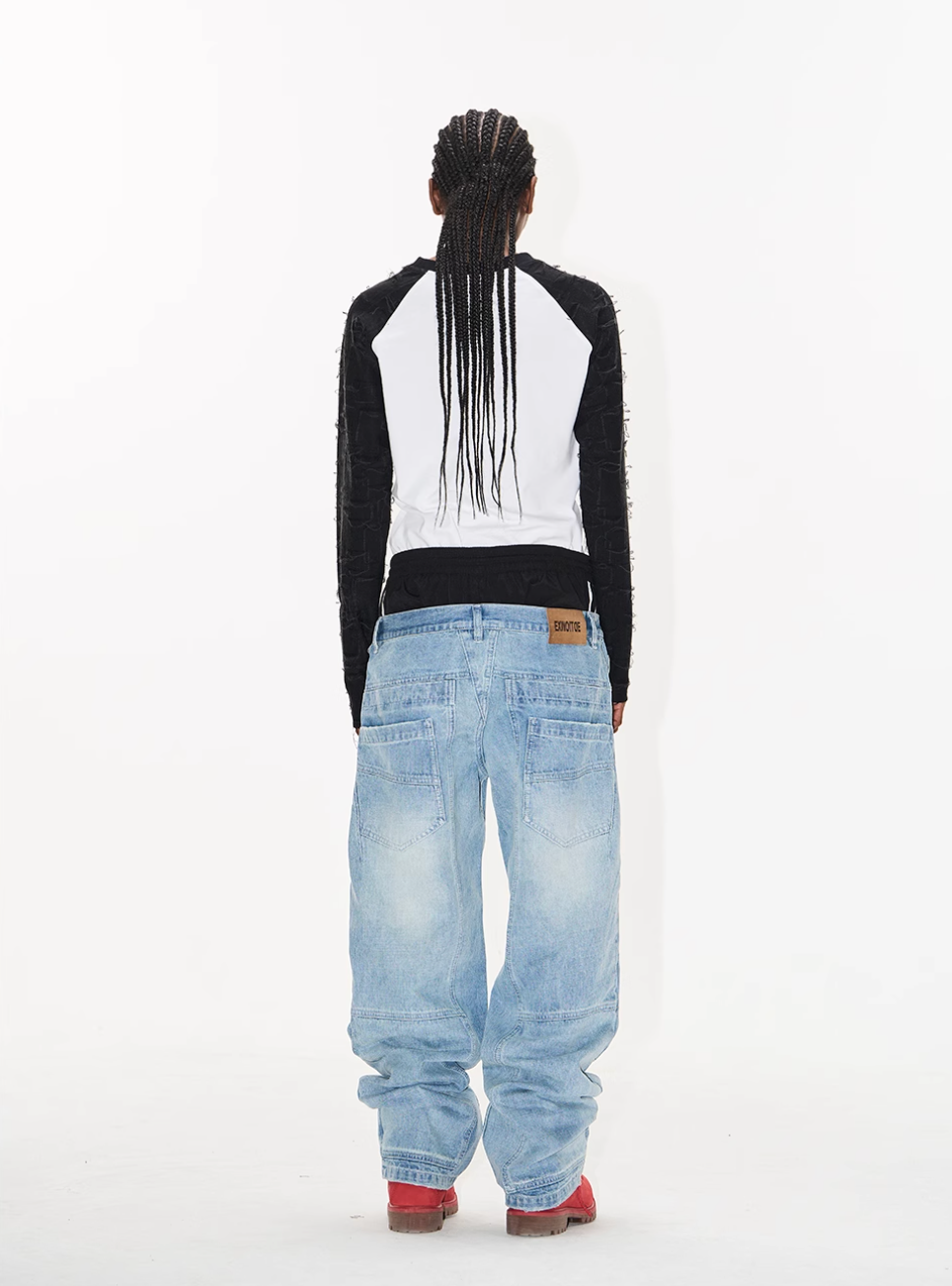 BLIND NO PLAN Double Waist Layer Mismatched Jeans | Face 3 Face