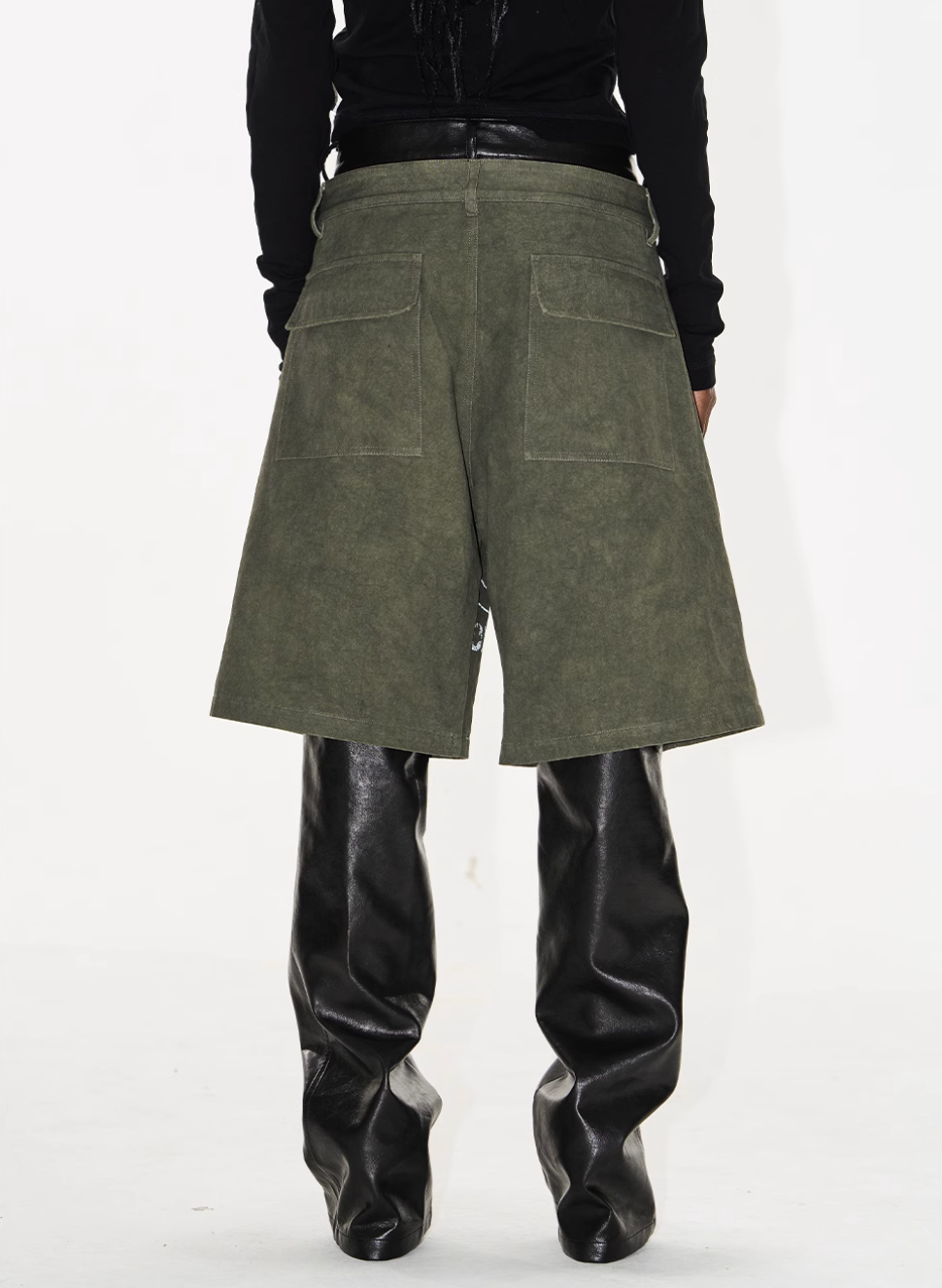 BLIND NO PLAN Double-Layer Dirty-Dye Printed Leather Pants | Face 3 Face