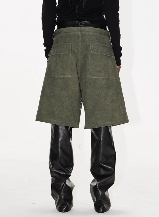 BLIND NO PLAN Double-Layer Dirty-Dye Printed Leather Pants | Face 3 Face