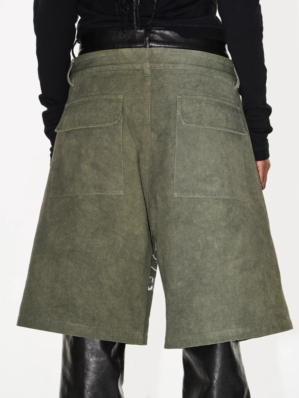 BLIND NO PLAN Double-Layer Dirty-Dye Printed Leather Pants | Face 3 Face