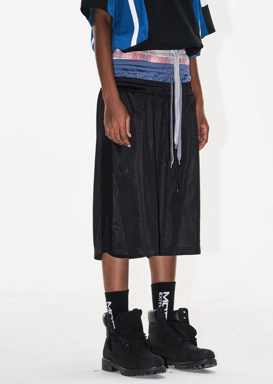 BLIND NO PLAN Multi-Layer Waist Sweat Shorts | Face 3 Face