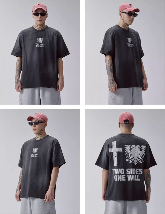 F2CE Washed Gradient Vintage Printed Tee | Face 3 Face