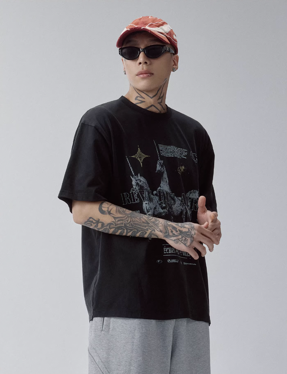 F2CE Washed RÈVE DES ASTRES Print Tee | Face 3 Face