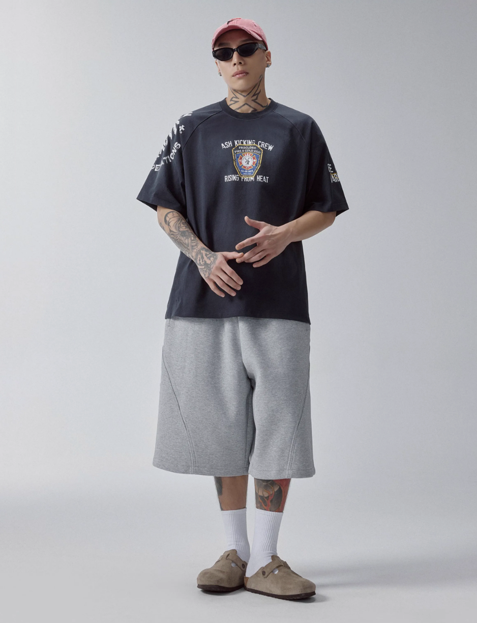 F2CE Washed Gradient Raglan Sleeve Printed Tee | Face 3 Face