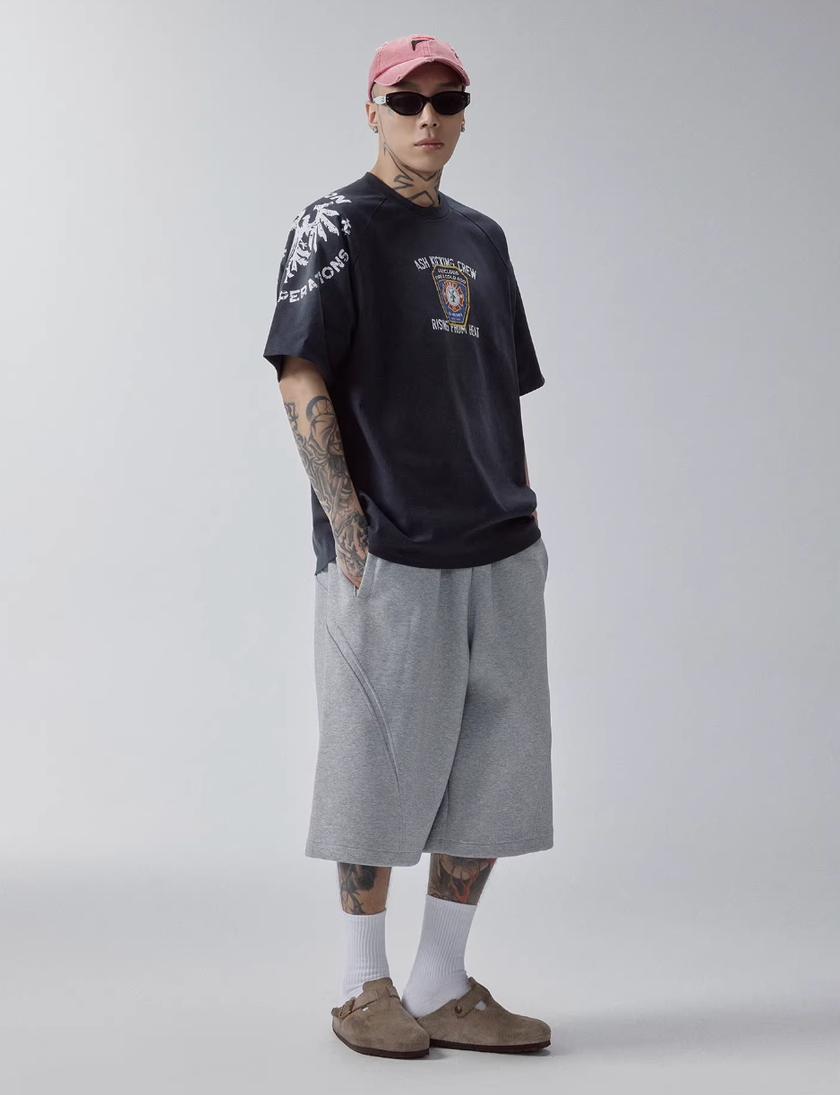 F2CE Washed Gradient Raglan Sleeve Printed Tee | Face 3 Face