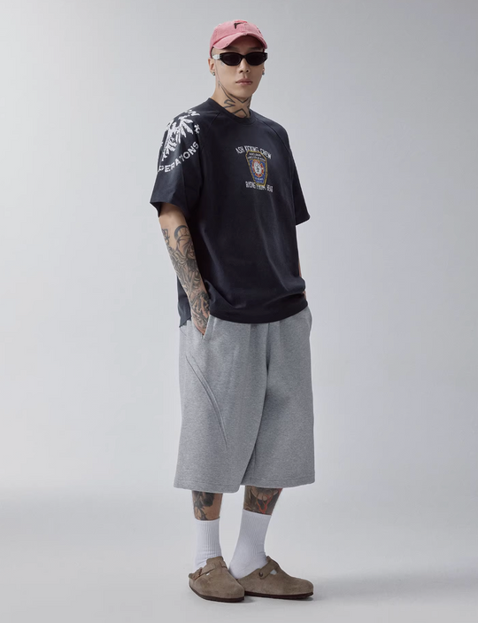 F2CE Washed Gradient Raglan Sleeve Printed Tee | Face 3 Face