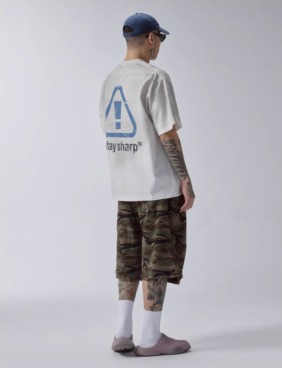 F2CE Aged Mud Dye Printed Slogan Tee | Face 3 Face