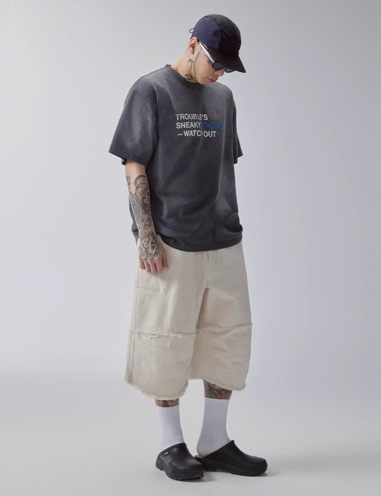 F2CE Aged Mud Dye Printed Slogan Tee | Face 3 Face