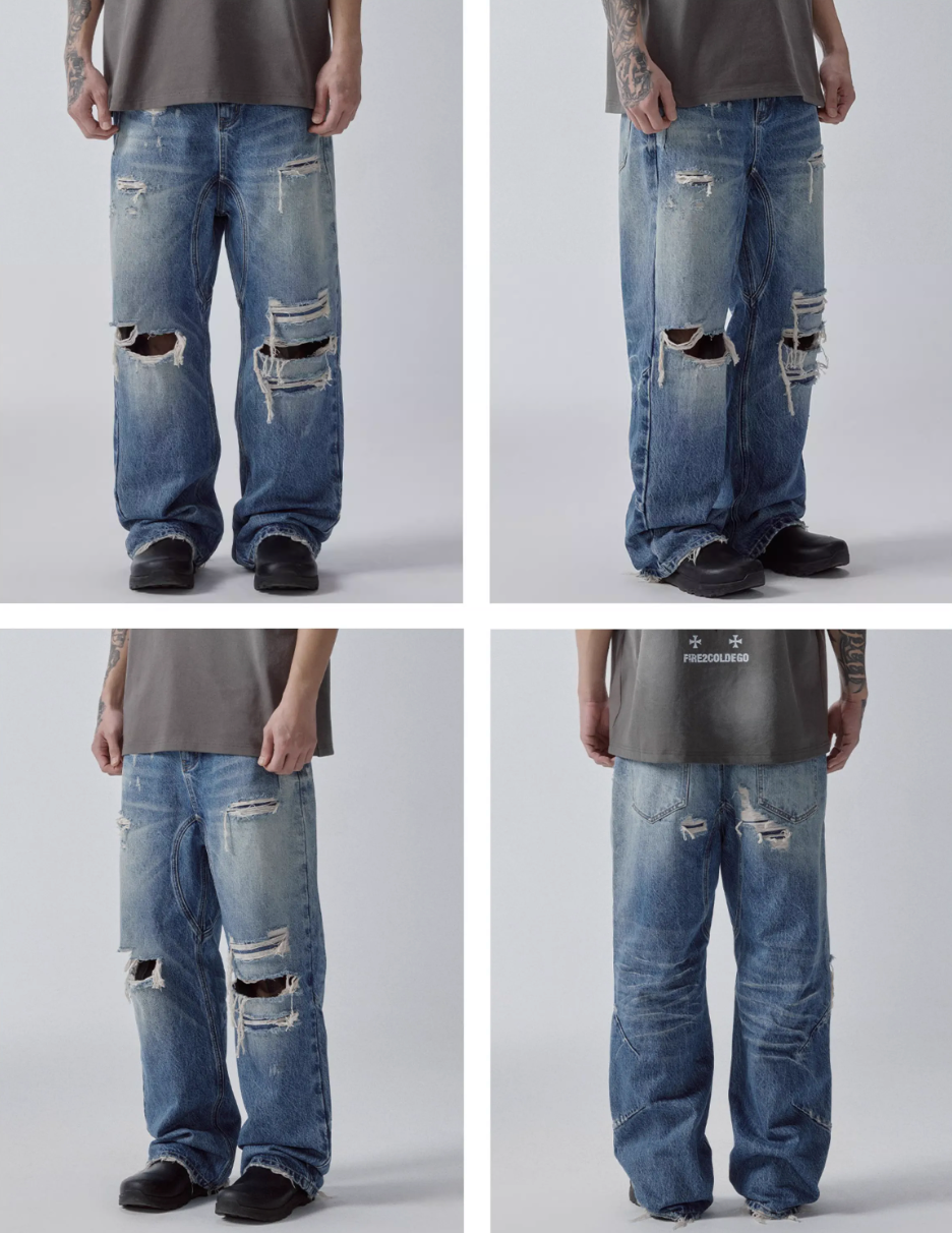F2CE Washed Distressed Hole Jeans | Face 3 Face