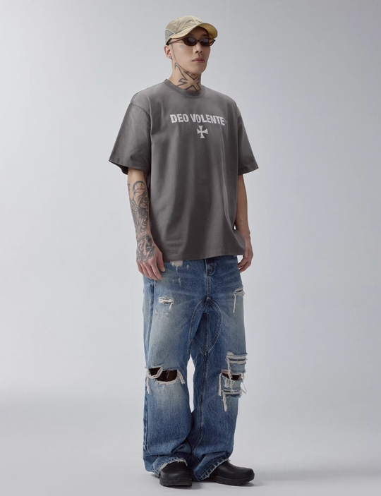 F2CE Washed Distressed Hole Jeans | Face 3 Face