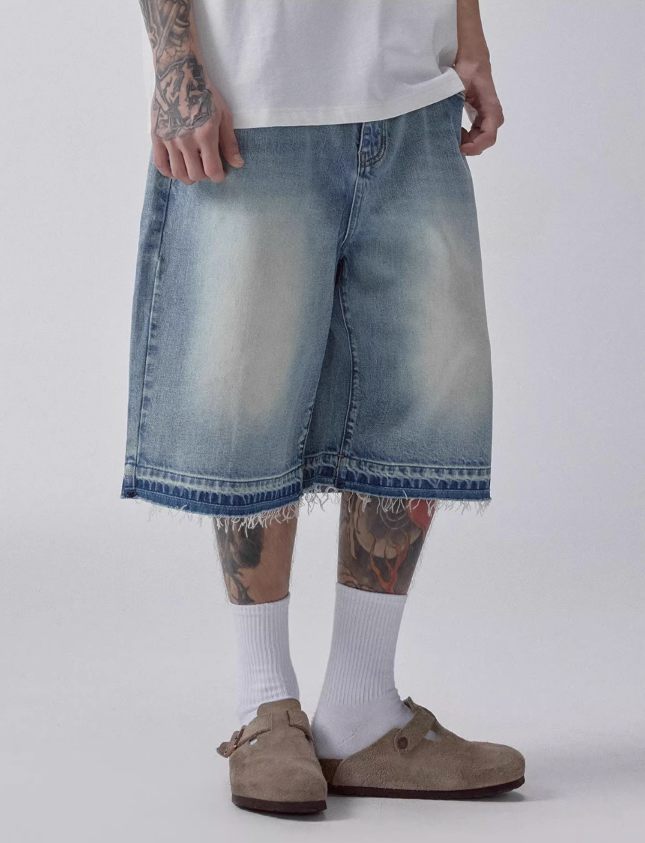F2CE Washed and Aged Denim Shorts | Face 3 Face