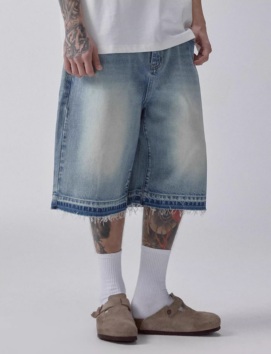 F2CE Washed and Aged Denim Shorts | Face 3 Face