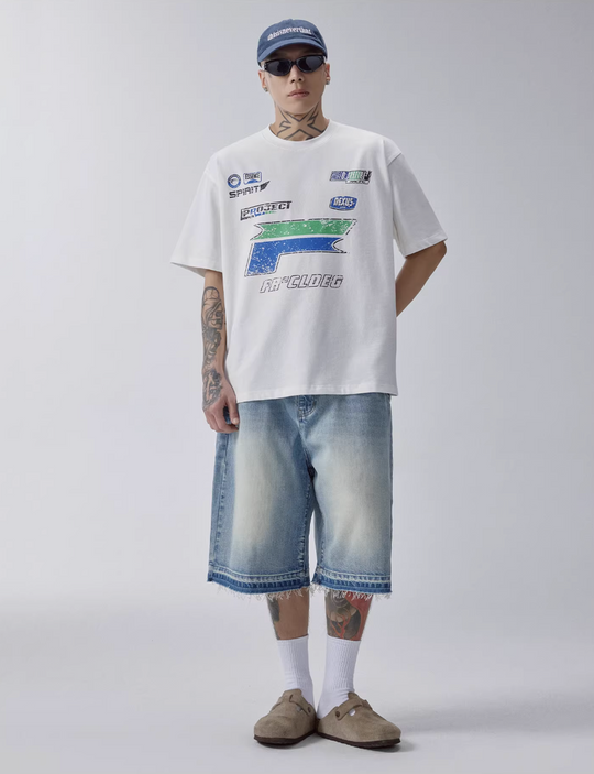 F2CE Washed and Aged Denim Shorts | Face 3 Face