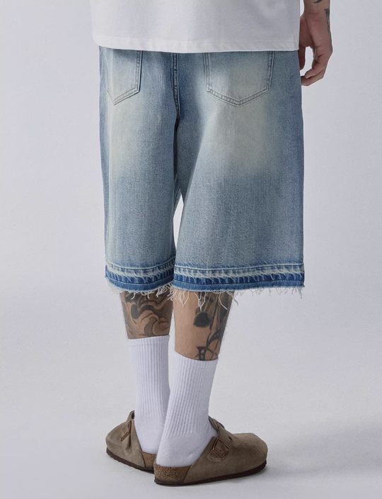 F2CE Washed and Aged Denim Shorts | Face 3 Face