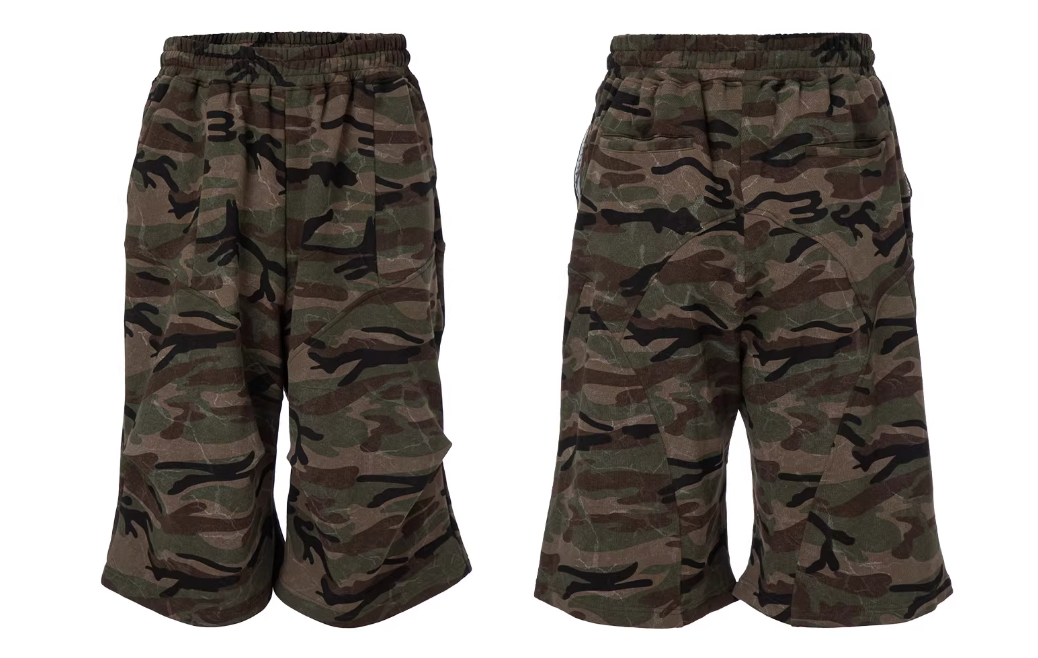 F2CE Washed Camouflage Sweat Shorts | Face 3 Face